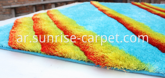 Polyester Shaggy Rug 3D Design Blue and Yellow Color